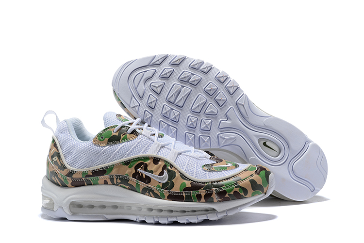 Nike Air Max 98 Flyknit White Flor Print Green Shoes - Click Image to Close